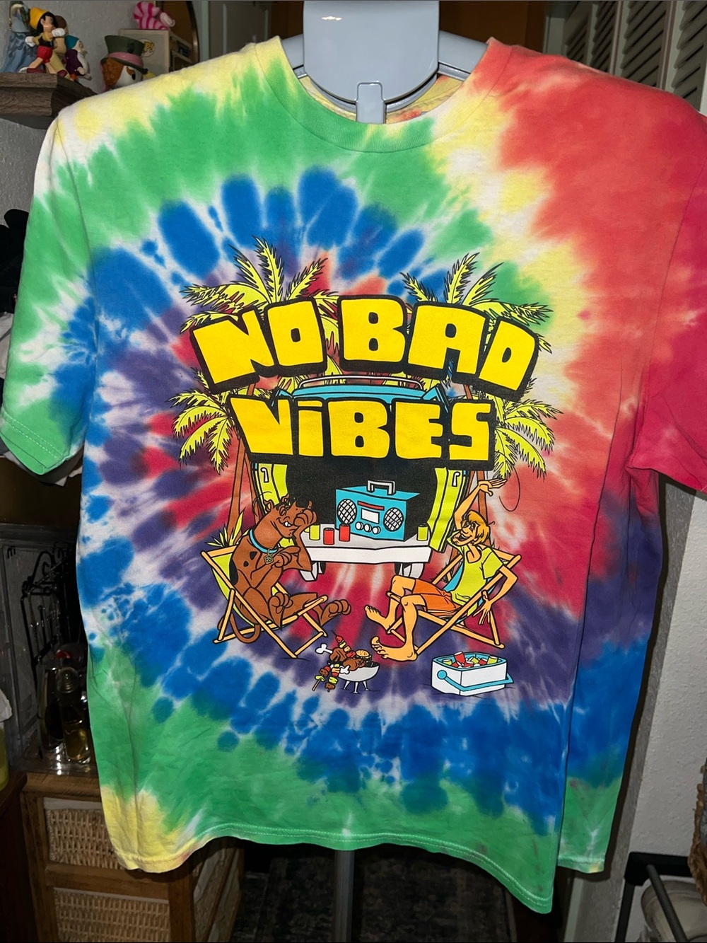 Scooby-Doo No Bad Vibes Rainbow Spiral Tie Dye Graphic T-Shirt